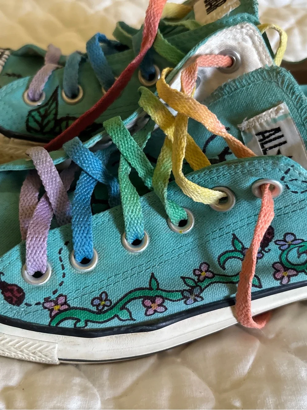 Converse Turquoise & Purple High Top Sneakers